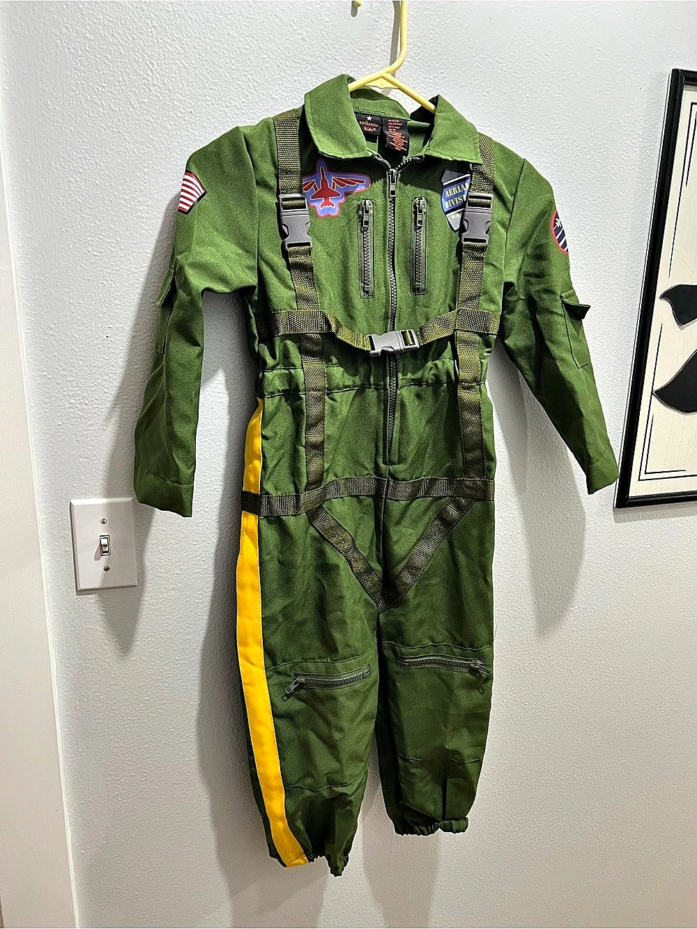 Authentic Kids Pilot Flight Suit Costume Boys 5-6 Years Green & Yellow